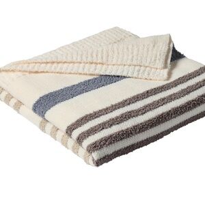 Striped Cream and Gray Blanket